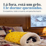 Imagem ilustrativa: Lá fora, está um gelo. Ele dorme quentinho. Enroladinho, todo o inverno, em peluche macio.